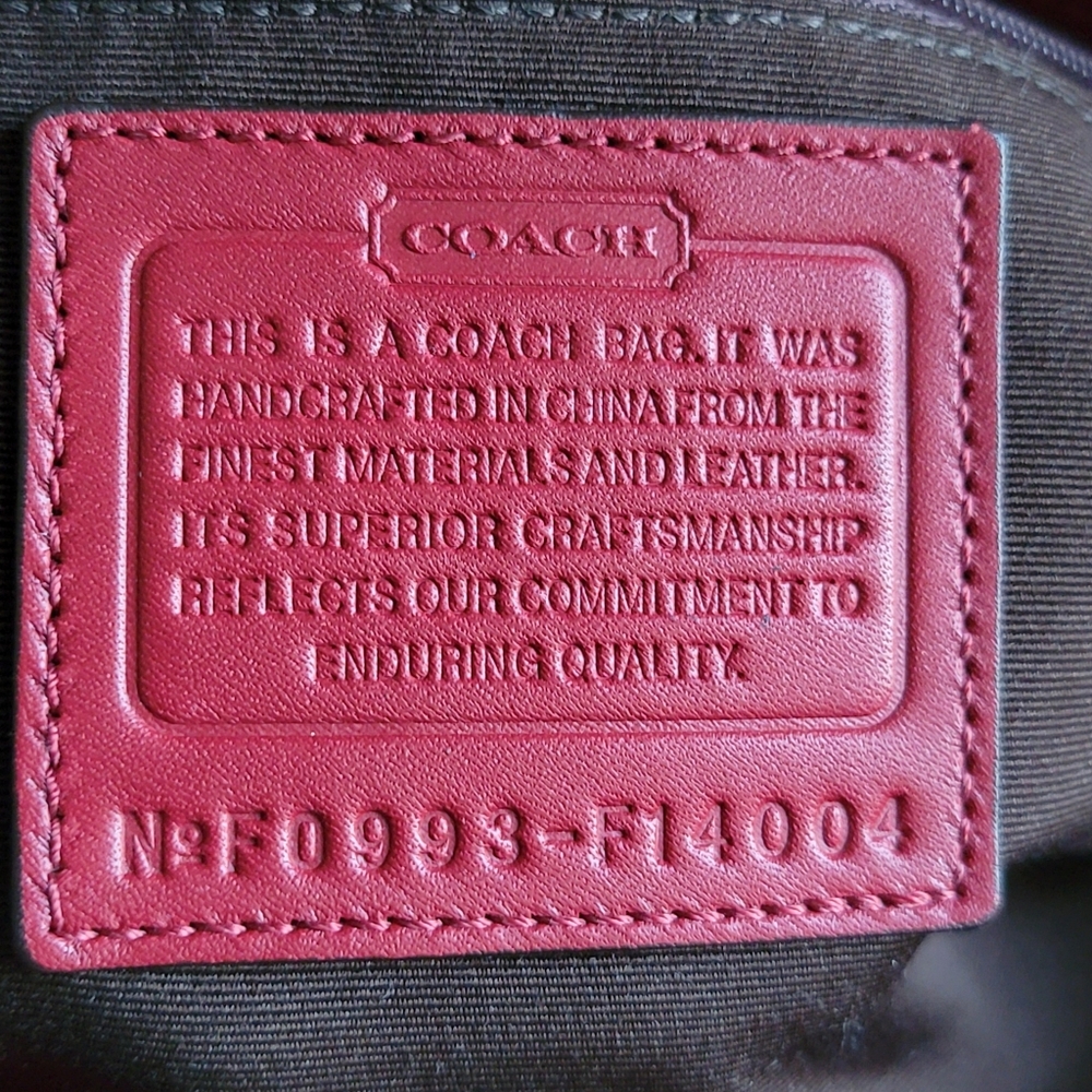 Coach F14004 Gallery Tote Red Leather Signature Jacquard Patchwork Mosaic Y2K - Picture 14 of 16